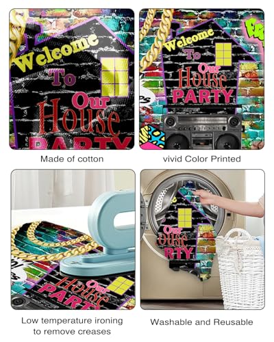Mocsicka Hip Hop Graffiti Theme Photography Backdrops 80's 90's Colorful Brick Wall Photo Booth Retro Music Rock Punk Party Banner Decorations Studio Props - Image 5