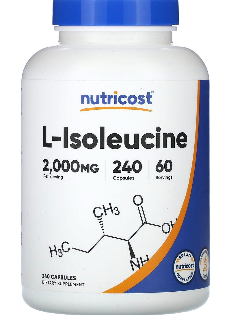 Nutricost L-Isoleucine, 2,000 mg, 240 Capsules (500 mg per Capsule)