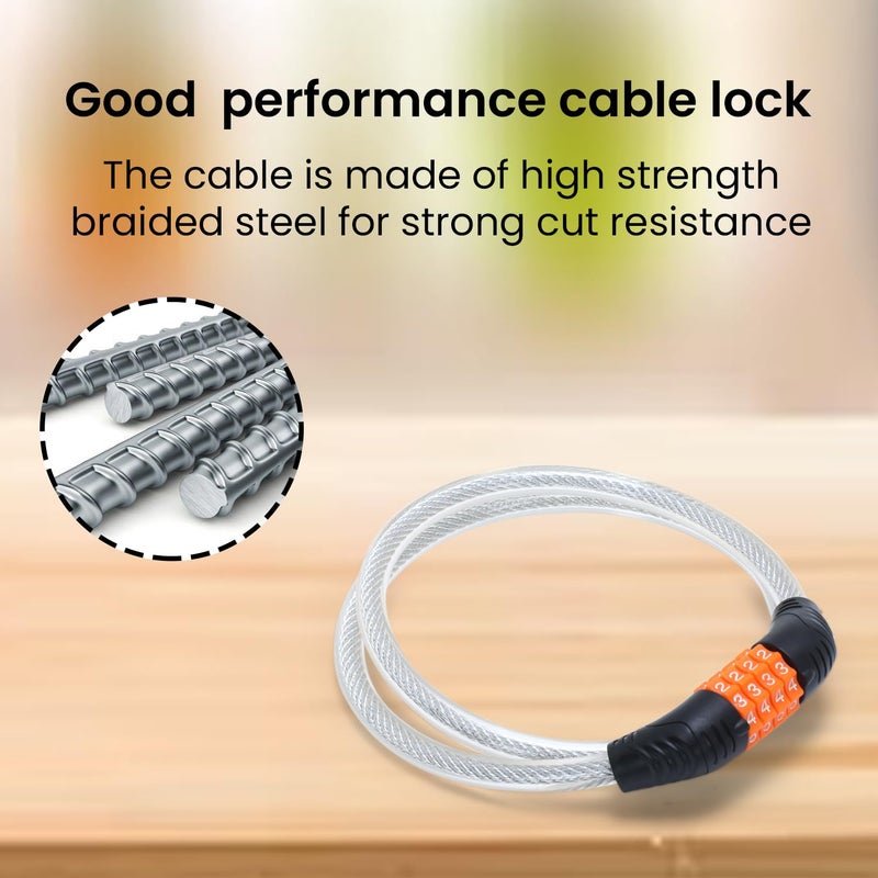 DOCOSS-Steel Bike Helmet Lock for Bike,Cycle Lock for Bicycle,Bike Helmet Lock for Two Wheeler,Password Number Lock (Black-Silver) - Image 2