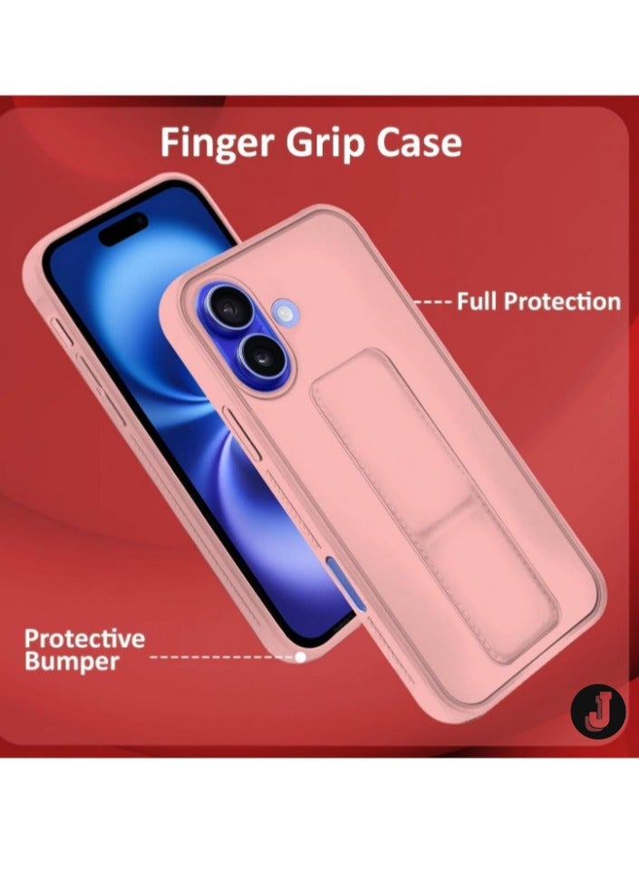 JAJEEK iPhone 16 Magnetic Car Mount Case – Pink Silicone Kickstand with Hand Strap & Multi-Stand Feature - Image 2