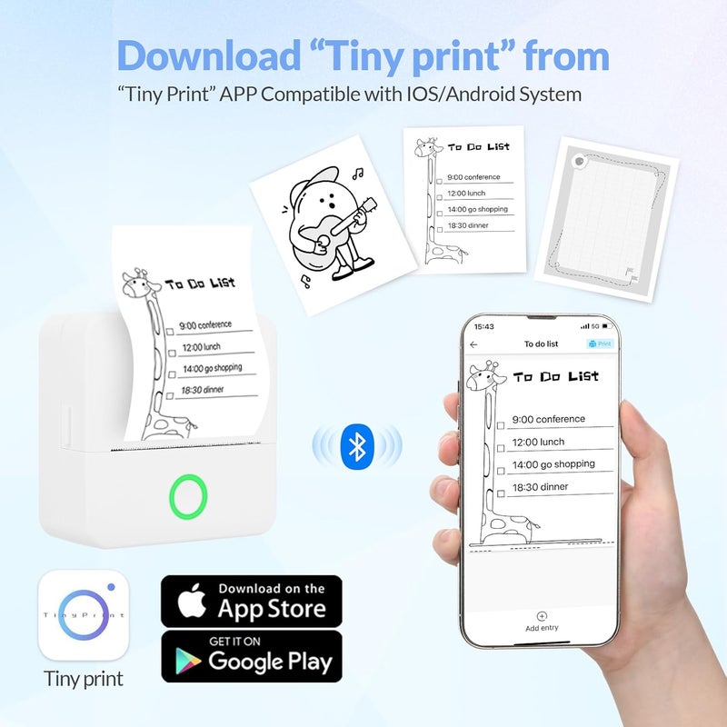 mafiti Mini Printer,Pocket Sticker Printer,Bluetooth Inkless Thermal Instant Photo Printer Compatible with iOS Android for Learning Assistance Picture Office Receipt Label Note Fun, Work, Journal - Image 2