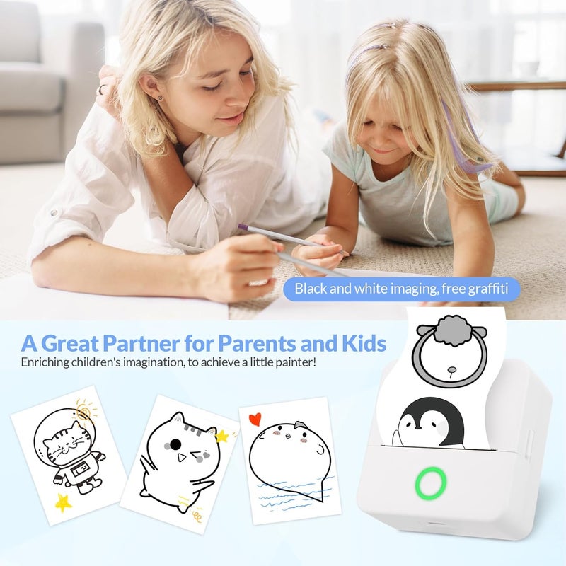 mafiti Mini Printer,Pocket Sticker Printer,Bluetooth Inkless Thermal Instant Photo Printer Compatible with iOS Android for Learning Assistance Picture Office Receipt Label Note Fun, Work, Journal - Image 5