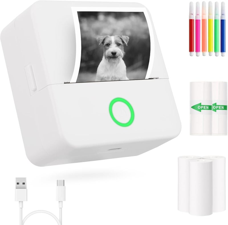 mafiti Mini Printer,Pocket Sticker Printer,Bluetooth Inkless Thermal Instant Photo Printer Compatible with iOS Android for Learning Assistance Picture Office Receipt Label Note Fun, Work, Journal - Image 1