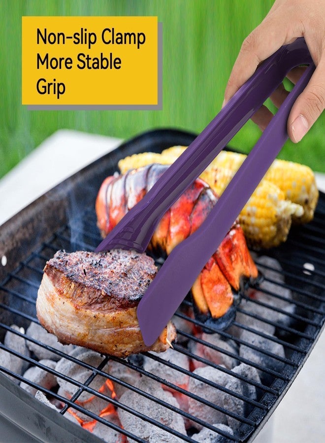 Agatige 3 Sizes Bread Tongs, Plastic Food Salad Serving Tongs Cooking Utensils Set Kitchen Tongues for Kitchen Cooking, BBQ, Buffet, Party, Baking, Salads, Pasta, Grilling and More(Purple) - Image 3