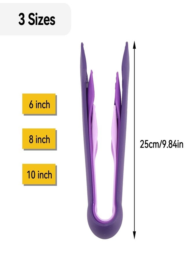 Agatige 3 Sizes Bread Tongs, Plastic Food Salad Serving Tongs Cooking Utensils Set Kitchen Tongues for Kitchen Cooking, BBQ, Buffet, Party, Baking, Salads, Pasta, Grilling and More(Purple) - Image 4