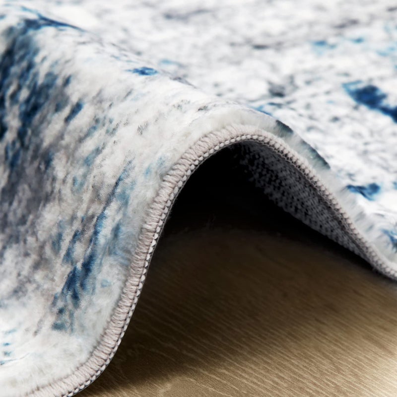 Gent drizz Area Rug Living Room Rugs: 8x10 Large Soft Indoor Carpet Modern Abstract Rug with Non Slip Rubber Backing for Under Dining Table Nursery Home Office Bedroom White Gray Blue - Image 2