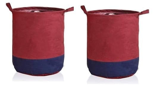 ink craft Laundry Bag 45L Durable And Collapsible Laundry Storage Bag With Handles Clothes Toys Storage Foldable Laundry Bag For Dirty Clothes MaroonBlue Pack of 2 - Image 1