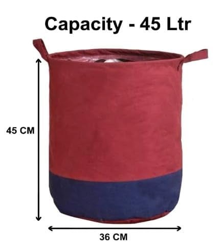 ink craft Laundry Bag 45L Durable And Collapsible Laundry Storage Bag With Handles Clothes Toys Storage Foldable Laundry Bag For Dirty Clothes MaroonBlue Pack of 2 - Image 3