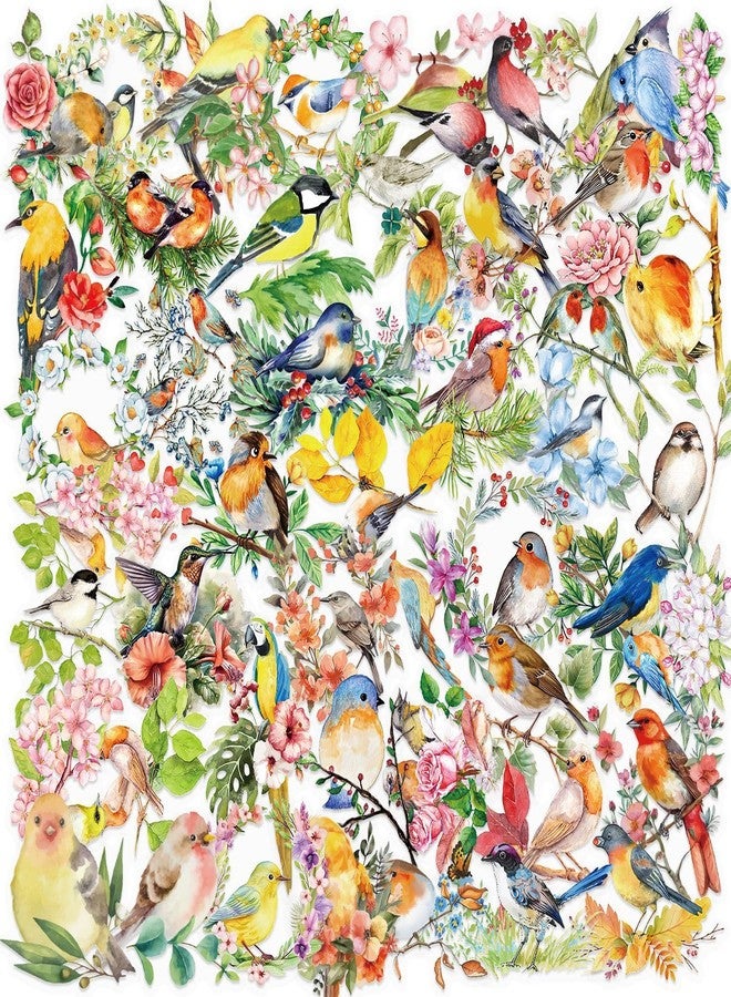 YOKSAS 50PCS Watercolor Bird and Flower Stickers - Clear Nature Stickers for Scrapbooking, Journaling, Resin Crafts, Card Making, Notebooks, Planners - Image 1