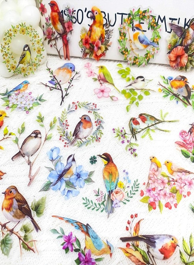 YOKSAS 50PCS Watercolor Bird and Flower Stickers - Clear Nature Stickers for Scrapbooking, Journaling, Resin Crafts, Card Making, Notebooks, Planners - Image 4
