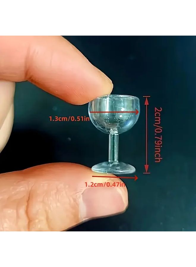 10 Mini Clear Plastic Miniature Wine Glasses For Dollhouse Kitchen Decoration Or Mini Gift Accessories - Image 2