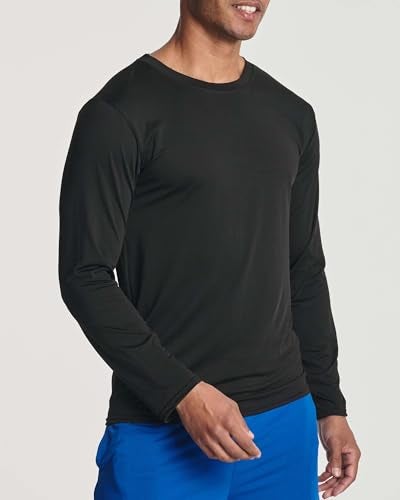 REALESSENTIALS Real Essentials 4 Pack: Mens Long Sleeve Dry Fit T Shirts Hiking Fishing Workout Gym Work Sun UPF 50 Wicking Running Tee, Set 2, Small - Image 4