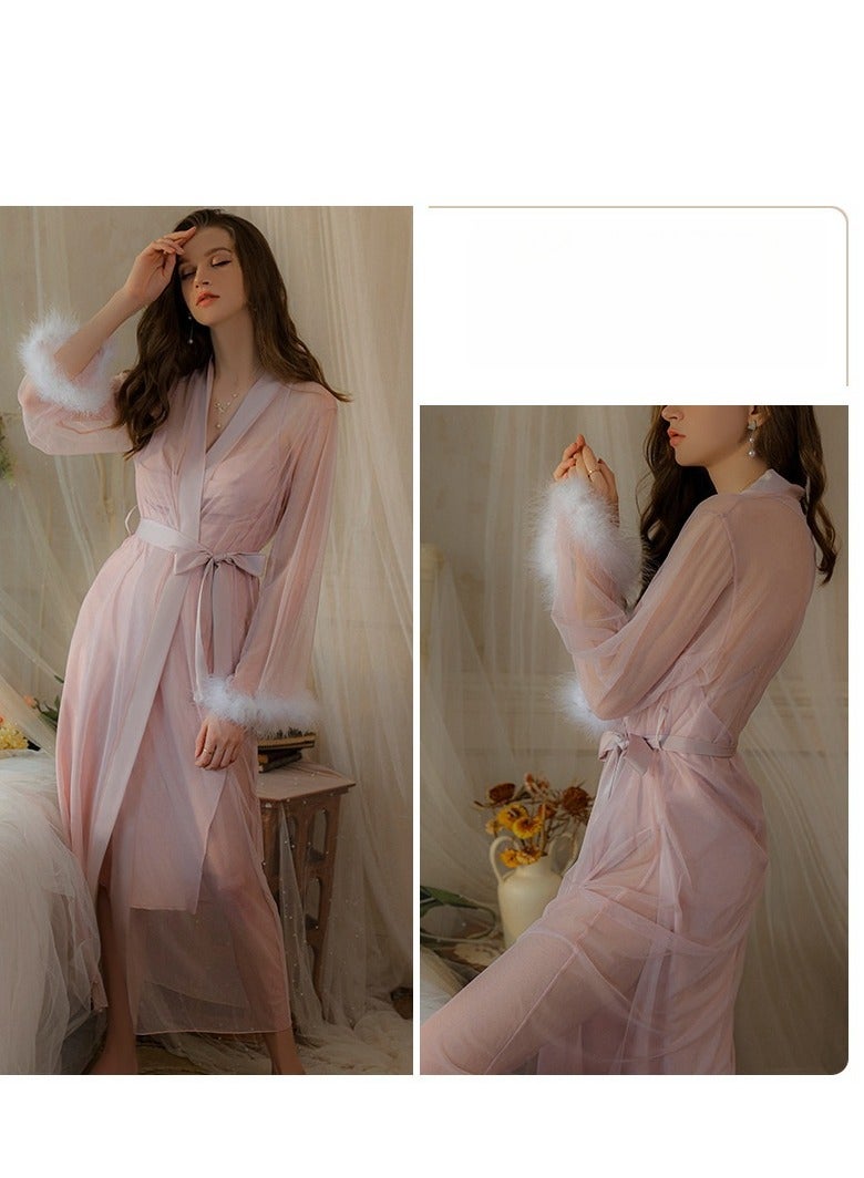 New Satin Lace Chest Cuhion Suspender Nightgown, Women's Lace Up Nightgown, Home Wear Set - Image 1