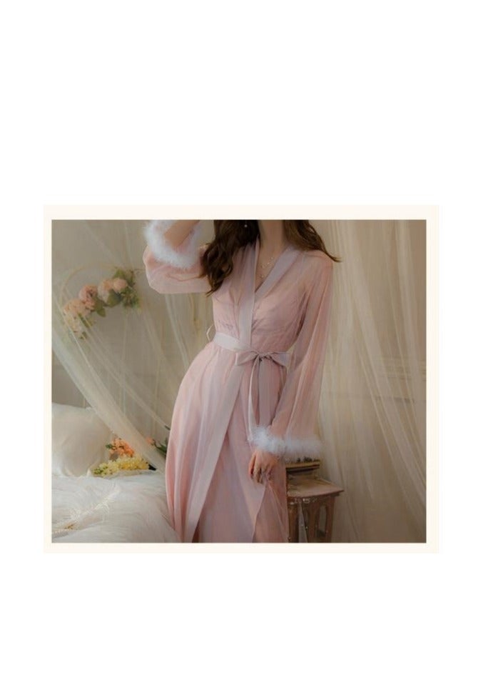 New Satin Lace Chest Cuhion Suspender Nightgown, Women's Lace Up Nightgown, Home Wear Set - Image 3