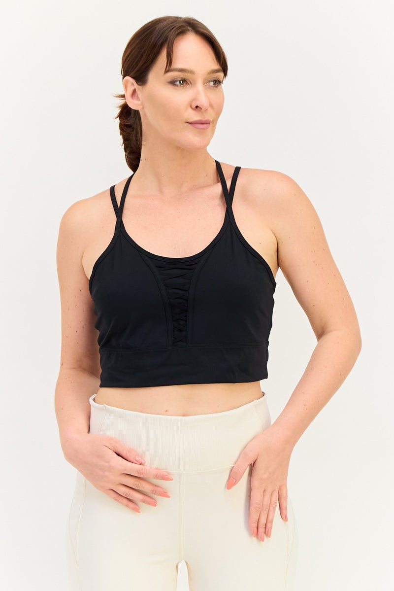 Nike حمالة صدر تدريب غير مبطنة بشعار العلامة التجارية للنساء، سوداء - Image 1