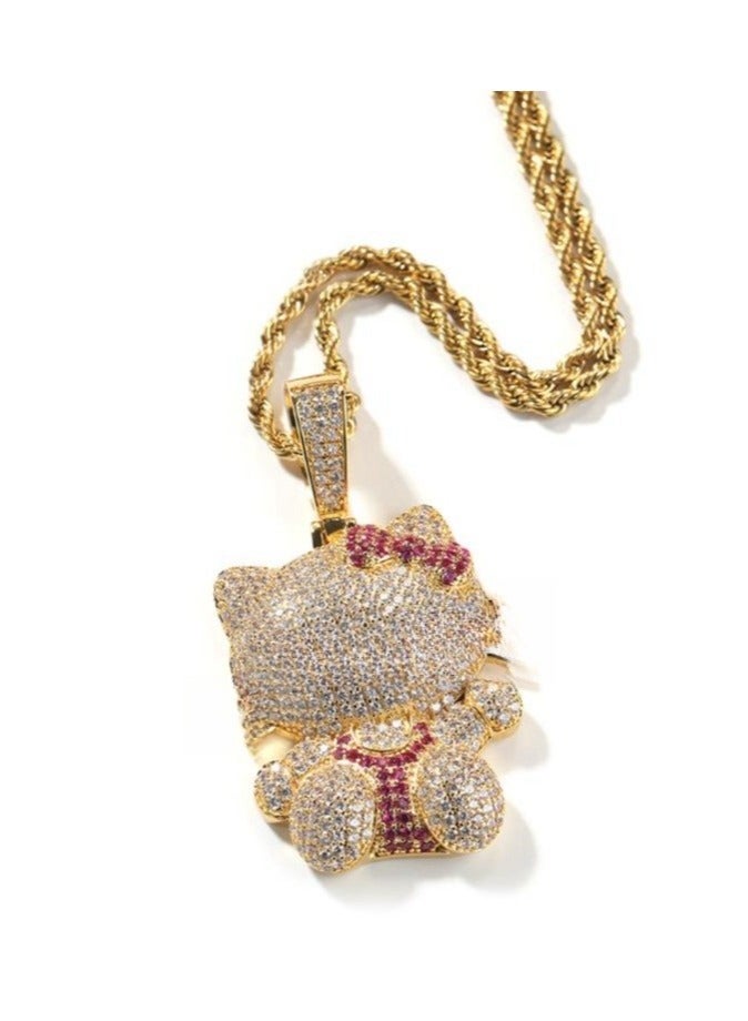Gem Women's Cute Bow Cat Pendant Necklace  - Image 1
