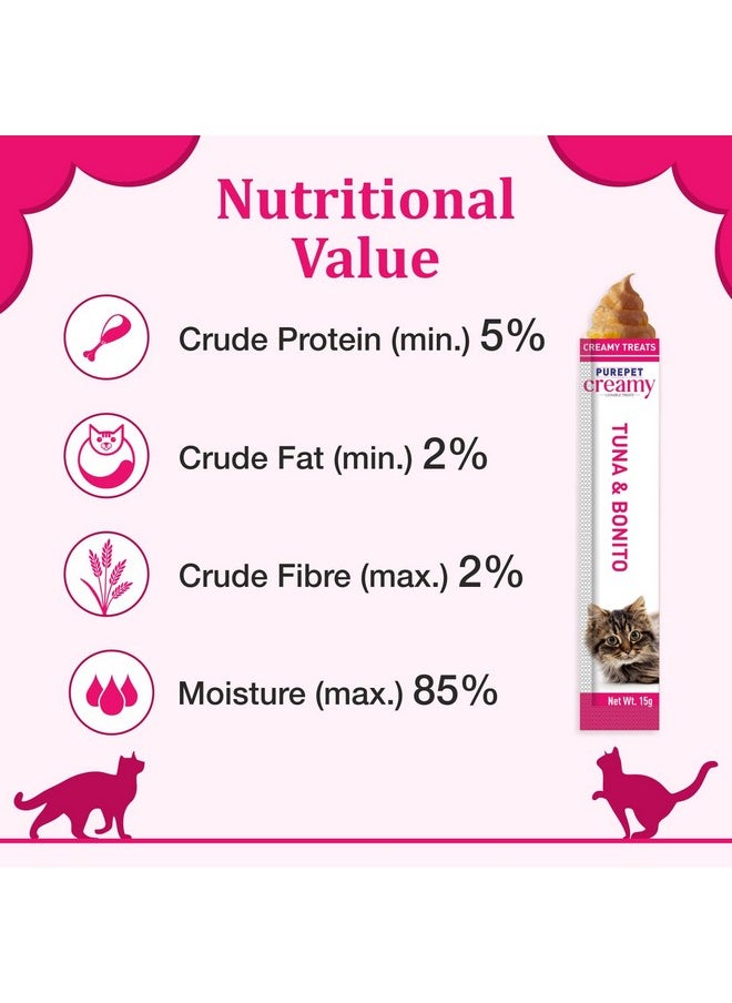 PUREPET PUREPET Creamy Lickable Cat Treats, Tuna & Bonito, Pack of 1X 75 G, Pack for All Life Stages  - Image 4