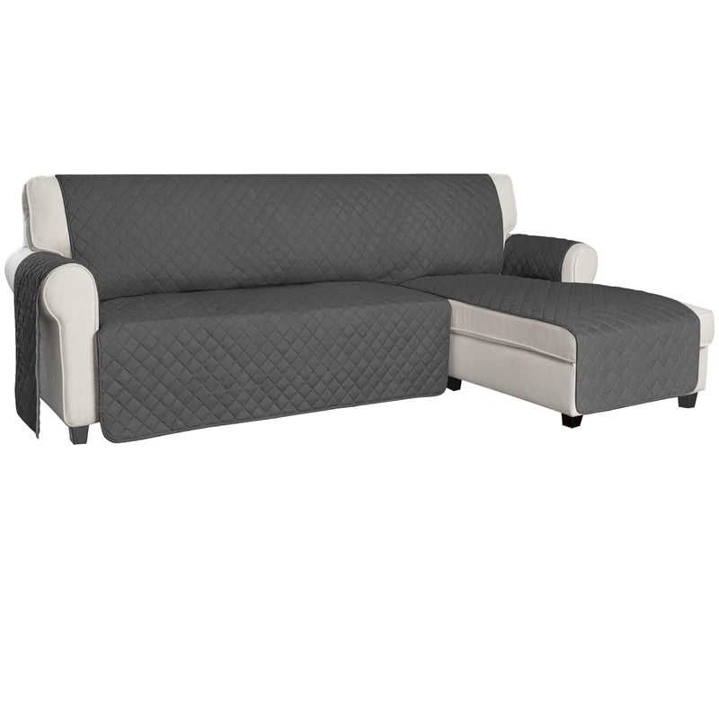 ISSUNTEX Sectional Couch Covers for Dogs Reversible L Shaped Sofa Cover Water Resistant Chaise Lounge Cover Furinture Protector for Kids Pets Large Dark GrayDark Gray - Image 1