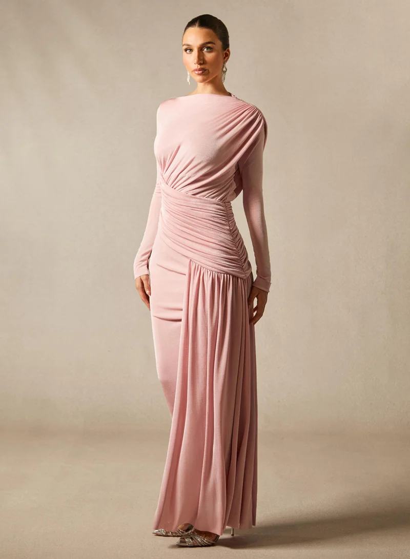 Sunfere Casey Asymmetric Ruched Bodice Maxi Dress