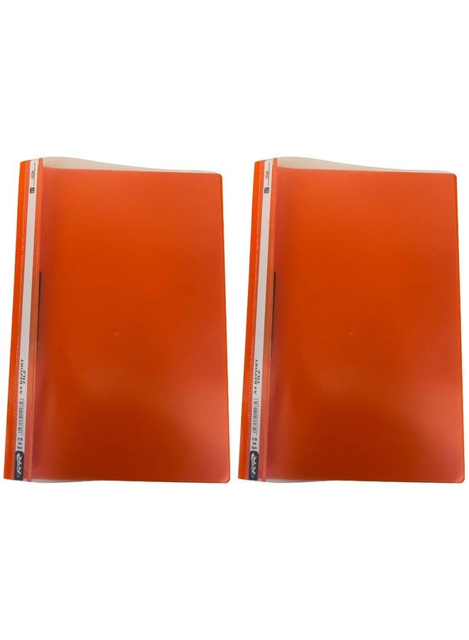 Pack Of 2 A4 Report File Folder Orange Plastic Project Display File With Transparent Front Cover Fs Size Premium Document Organizer Presentation Folder Certificates School Office Reports