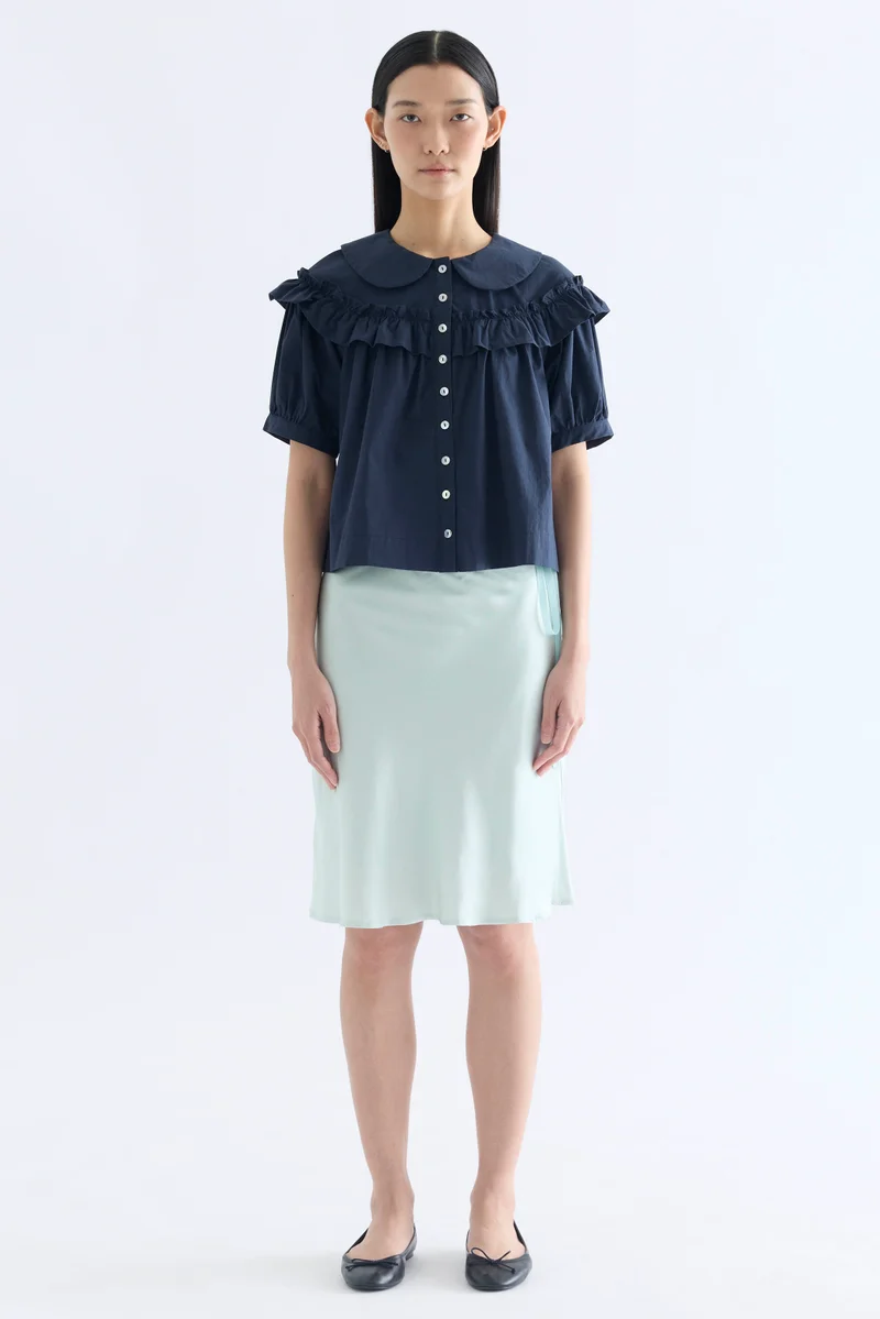 The Editor's Market Celia Ruffle Yoke Shirt - Midnight