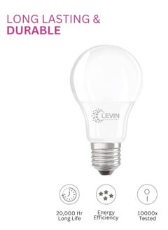Levin Germany Levin A-Bulb 9W 3000K Daylight LED Bulb E27 220-240V IP20 220°, Ø60 x L116, Flicker Free Non-Dimmable, Frosted Finish, Suitable for Residential & Commercial Application, ESMA Approved.  - Image 4