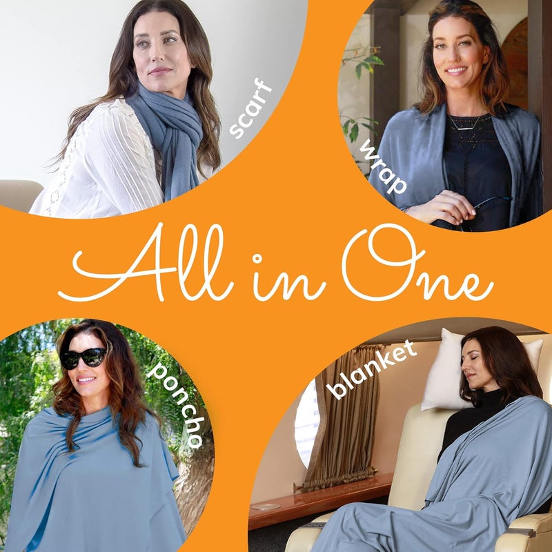 Happyluxe Travel Shawl Wraps for Women - 68x35in Wrap. Lightweight Pashmina, Airplane Travel Blanket Scarf. Made In USA - Image 2