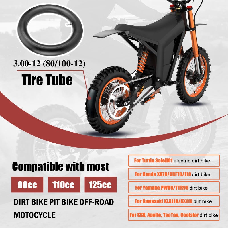 WNOOENG 27530012 Inner Tube 8010012 Dirt Bike Inner Tube for Tuttio Soleil01 Yozma in 10 Honda XR70 CRF70 CRF110 KLX110 Suzuki DRZ110 PW80 TTR90 SSR Apollo RFZ 110cc 125cc Motorcycle Pit Dirtbike Parts - Image 3