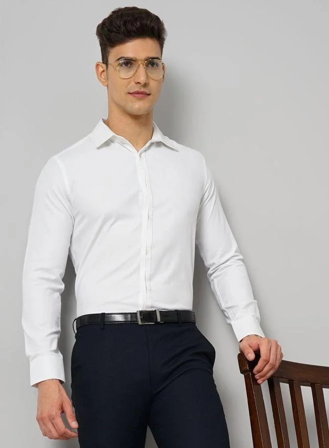 The Indian Garage Co Men Slim Fit Solid Full Sleeves Cutaway Collar Formal Shirt