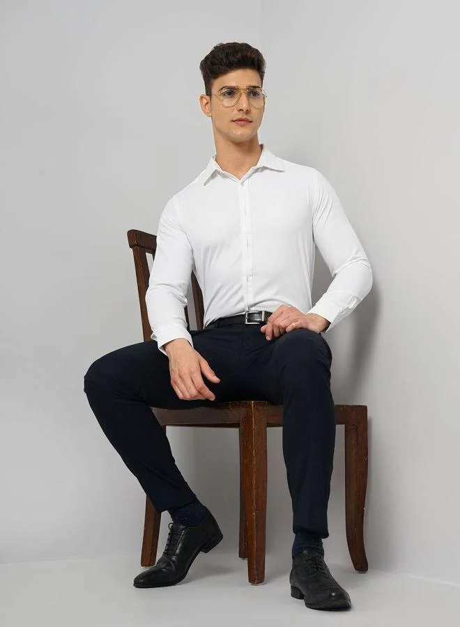 The Indian Garage Co Men Slim Fit Solid Full Sleeves Cutaway Collar Formal Shirt