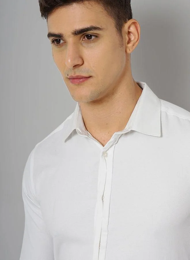 The Indian Garage Co Men Slim Fit Solid Full Sleeves Cutaway Collar Formal Shirt