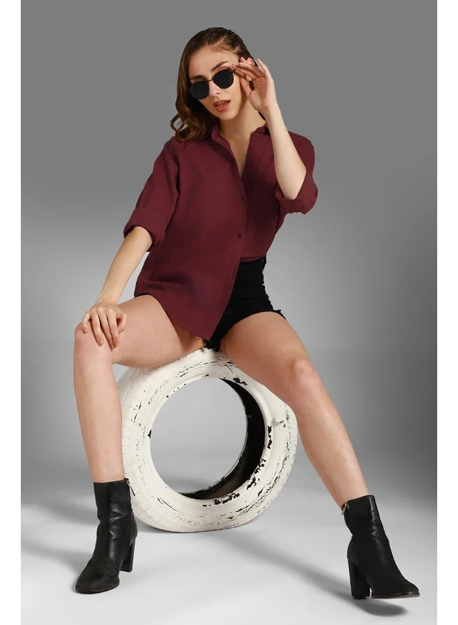 هاي ستار Women’s Wine Shirt – Elegant and Comfortable