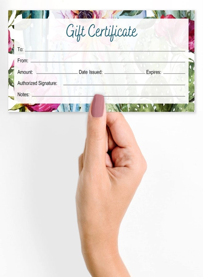 Inkdotpot Floral Blank Gift Certificates for Small Business, Holiday, Christmas Birthday, Restaurant, Spa Beauty Hair Salon, Wedding Bridal 45 Gift DIY Coupons - 9" x 3.8" Inches - Image 3