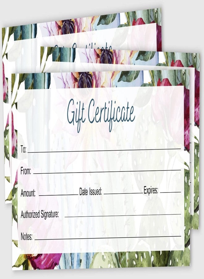 Inkdotpot Floral Blank Gift Certificates for Small Business, Holiday, Christmas Birthday, Restaurant, Spa Beauty Hair Salon, Wedding Bridal 45 Gift DIY Coupons - 9" x 3.8" Inches - Image 2