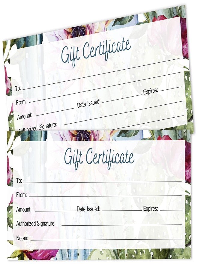 Inkdotpot Floral Blank Gift Certificates for Small Business, Holiday, Christmas Birthday, Restaurant, Spa Beauty Hair Salon, Wedding Bridal 45 Gift DIY Coupons - 9" x 3.8" Inches - Image 1