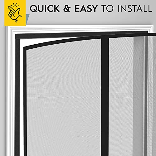 AUGO Magnetic Fiberglass Screen Door - Self Sealing, Heavy Duty, Hands Free Mesh Partition Keeps Bugs Out - Door Screen Magnetic Closure - Patent Pending Keep Open Feature - 34 Inch x 81 Inch - Image 5