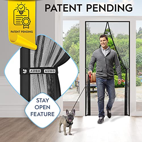 AUGO Magnetic Fiberglass Screen Door - Self Sealing, Heavy Duty, Hands Free Mesh Partition Keeps Bugs Out - Door Screen Magnetic Closure - Patent Pending Keep Open Feature - 34 Inch x 81 Inch - Image 2