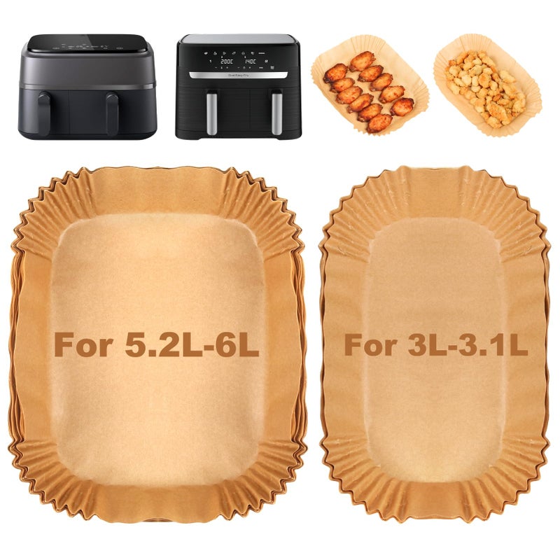 BYKITCHEN Air Fryer Liners for Tefal 52L  31L Dual Air Fryer Disposable Paper Liners Air Fryer Accessories for TowerLakelandSalter and Other Large  Small 2 Drawer Basket Air Fryer 100PCS