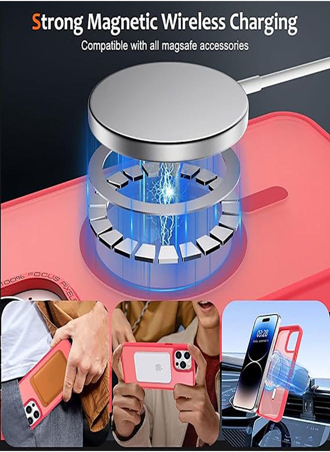 Generic - Case BENTOBEN Magnetic Iphone 11 Pro Max, Compatible with Wireless Charger and Magsafe Card Wallet, Simple Clear Shockproof Drop Resistant Anti-Fingerprint Case Compatible with Iphone 11 Pro Max - Red - Image 1