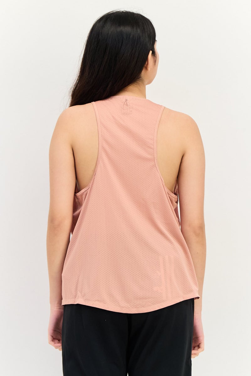 Nike Women Standard Fit Sleeveless Running Tank Top, Old Rose - Image 3