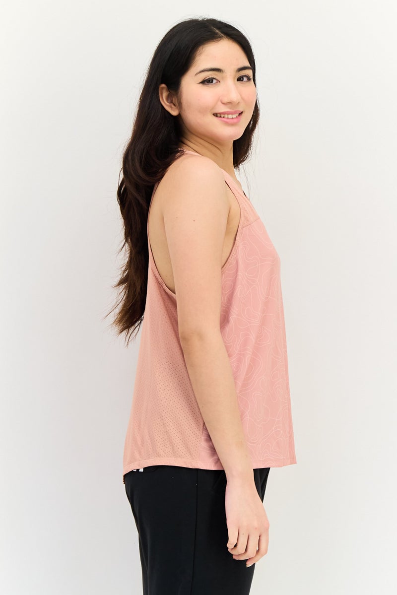 Nike Women Standard Fit Sleeveless Running Tank Top, Old Rose - Image 2