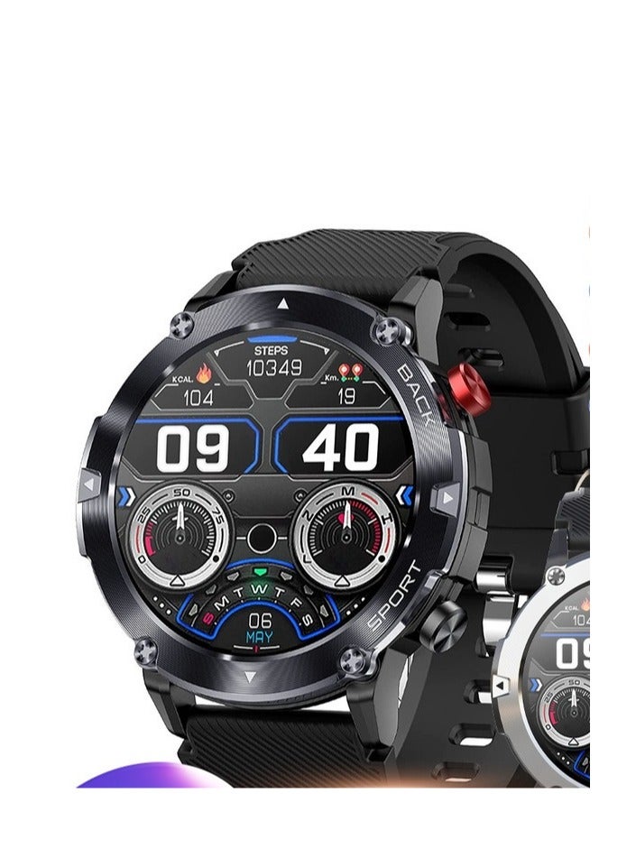 AROAQ ساعة ذكية Code21 مع مكالمات بلوتوث، جهاز تتبع اللياقة البدنية مع مراقب معدل ضربات القلب، ساعة ذكية متعددة الوظائف مقاومة للماء للنوم للرجال، هيكل فضي (ثلاثة أسود + سيليكون أسود) - Image 4