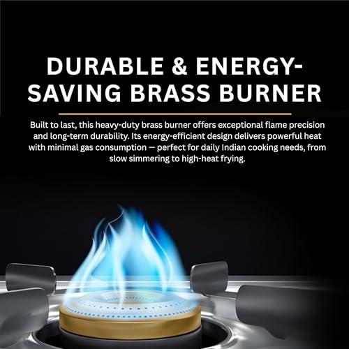 Omen Changing Lives Majestic 2-Burner Gas Stove (Chulha) | Manual Ignition | Stainless Steel Body | High-Efficiency Brass Burners | Skid-Proof Legs | ISI Certified | 1-Year Warranty - Image 5