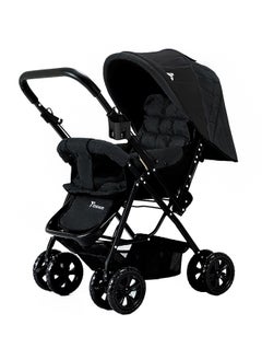 TEKNUM Reversible Look At Me Stroller - Black With Little Story Signature Diaper Bag - Grey  - Image 2