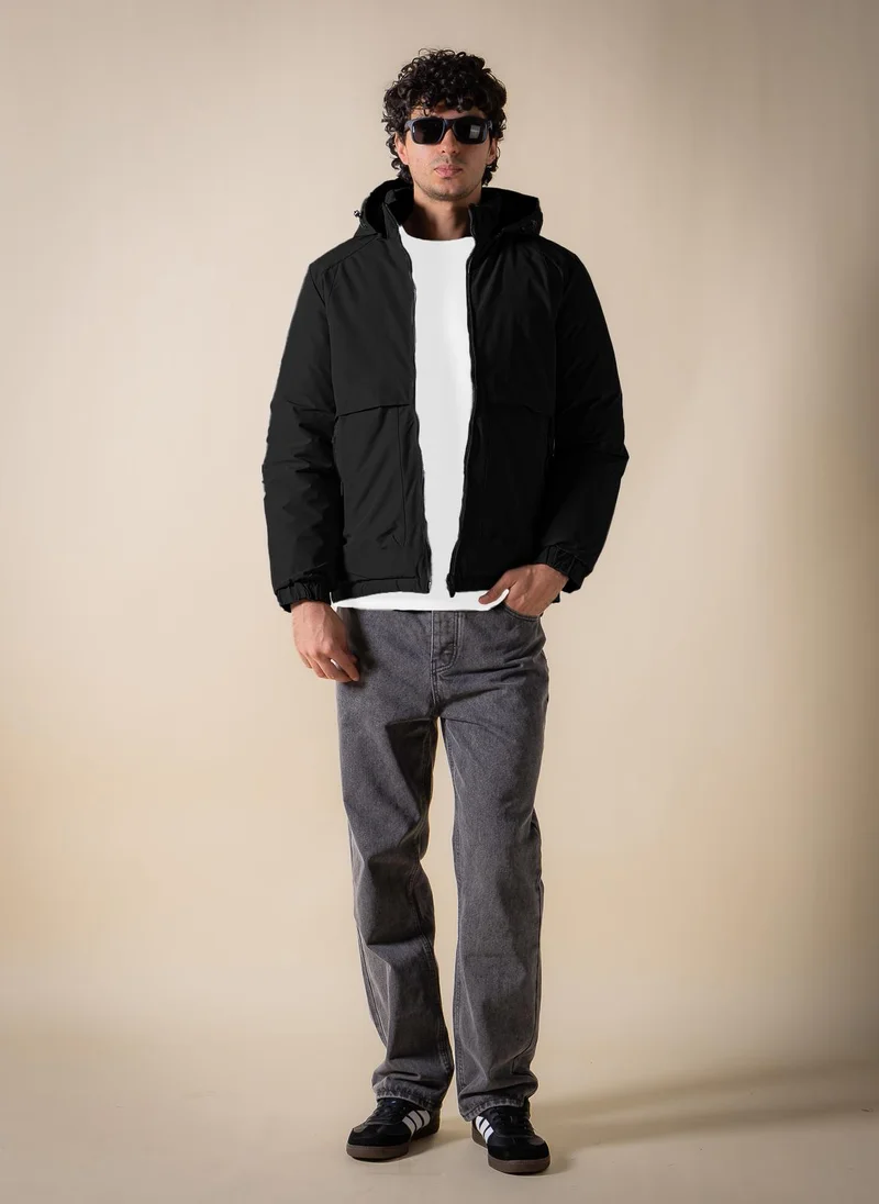 SHAPES Black DETAILED PUFFER JACKET for Men | Best Price UAE