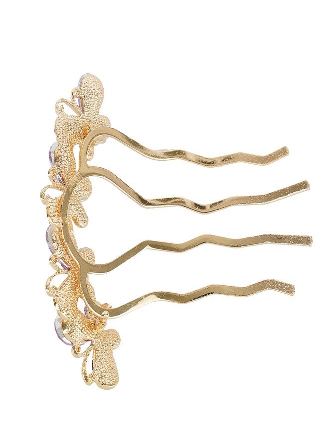 ZEMANIA مشط جانبي للشعر مرصع بكريستالات زيمانيا، قطعة شعر ذهبية مرصعة بأحجار الراين، إكسسوارات شعر للعرائس وحفلات التخرج للنساء والفتيات - Image 5