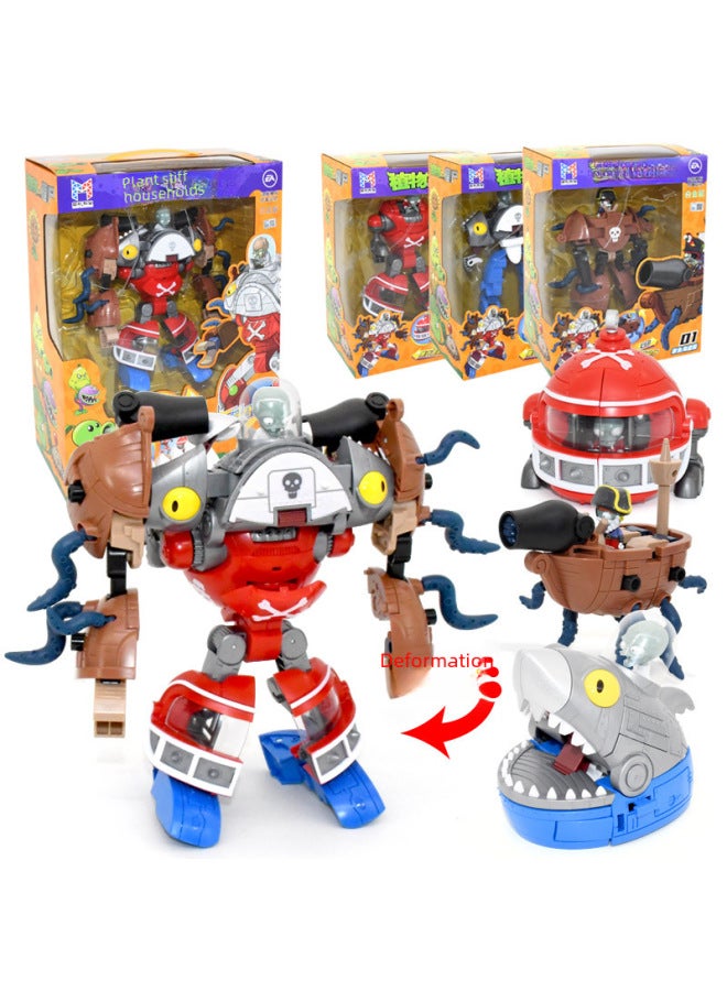 Genuine Plants Vs. Zombies Toys Hybrid Version Transforming Robot Suit Fit King Kong Stiff King Boy Toys-Color:2606 Rigid King Five Fit Deformed Gift Box - Image 3