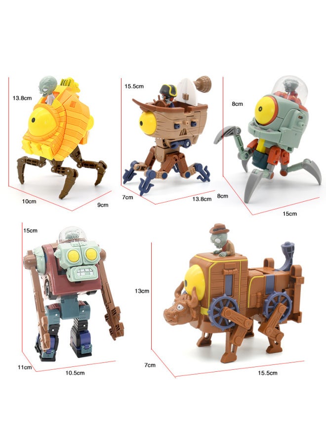 Genuine Plants Vs. Zombies Toys Hybrid Version Transforming Robot Suit Fit King Kong Stiff King Boy Toys-Color:2606 Rigid King Five Fit Deformed Gift Box - Image 4