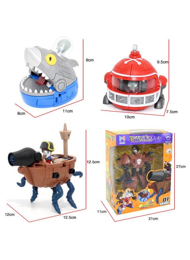 Genuine Plants Vs. Zombies Toys Hybrid Version Transforming Robot Suit Fit King Kong Stiff King Boy Toys-Color:2606 Rigid King Five Fit Deformed Gift Box - Image 5
