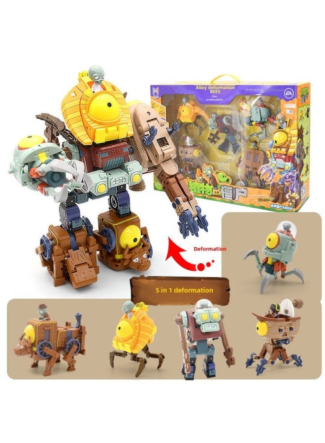 Genuine Plants Vs. Zombies Toys Hybrid Version Transforming Robot Suit Fit King Kong Stiff King Boy Toys-Color:2606 Rigid King Five Fit Deformed Gift Box - Image 1